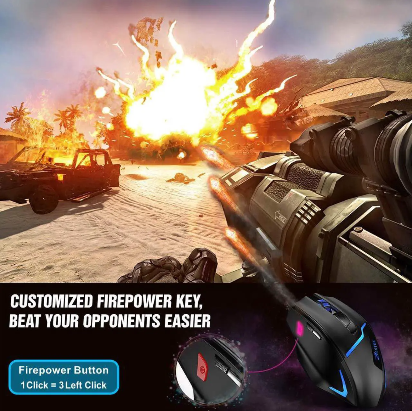 VersionTECH. T10 Gaming Mouse Wired, 7200 DPI Adjustable, 7 Programmed Buttons, 7 Circular & Breathing LED Light, Ergonomic Optical PC Computer Gaming Mice with Fire Button for FPS Games, Office