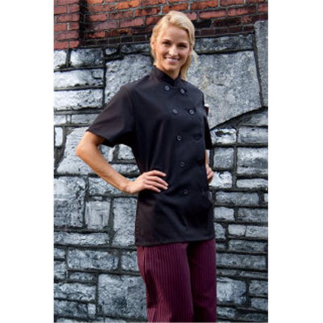 Uncommon Threads 0478-0103 Manteau de Chef à Manches Courtes pour Femmes, Noir
