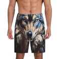thumbnail image 1 of Balery Vintage Blue Floral Wolf Pantalones cortos de pijama de punto de algodón para hombre con cinturilla y bolsillos-3X-Large, 1 of 6