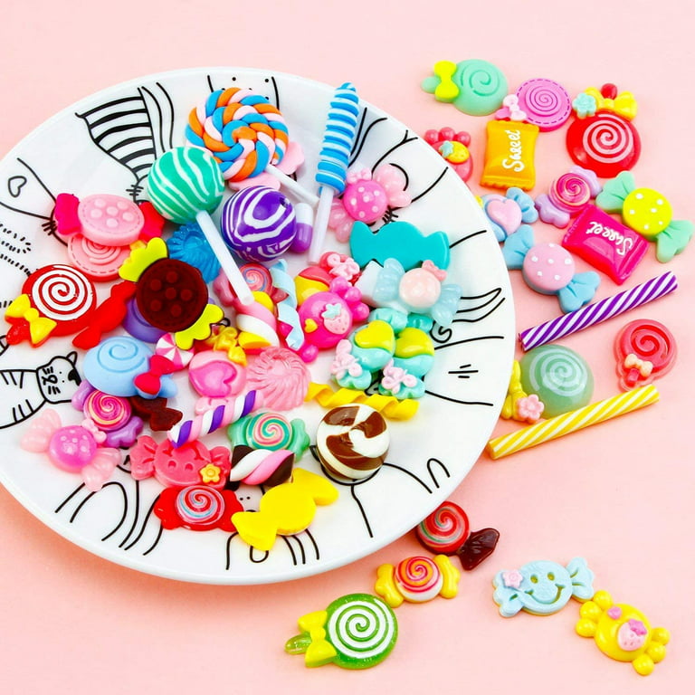 WINTING Not for croc 100pcs Slime Charms Plastic Flatback Charms and  Containers Mixed Candy Cake Sweets