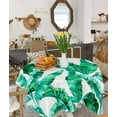 thumbnail image 4 of Summer Tropical Banana Palm Leaf Rectangle/Square Tablecloth 52x52inch, Stain Wrinkle Resistant Polyester Table Cloth,Oil Proof Dining Table Cover Decorative for Parties/Wedding/Outdoor BBQ, Aqua, 4 of 6