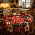 thumbnail image 3 of CHJK Christmas Round Tablecloth, 60 Inch Festive Xmas Black Cat and Gift Table Cover, Decorative Round Table Cloth for Holiday Dining Party Home Decoration, 3 of 6