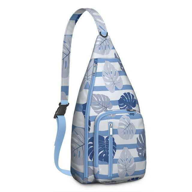 Exotic Floral Sling Backpack – Palm Leaf & Tropical Flowers Pattern, Durable Anti-Theft Pack for Students