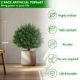 thumbnail image 2 of Artificial Rose Topiary Ball Trees with Ground Spike, 2 Pack 16 Inches Artificial Shrubs, Fake Evergreen Artificial Plant Brush for Indoor Outdoor Front Porch Garden, 2 of 14