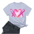 thumbnail image 3 of Nfurl Inspirational Breast Cancer Awareness Shirts for Women Pink Ribbon Graphic Tees Plus Size Short Sleeve Tshirts for Breast Cancer Survivor Gifts Gray S, 3 of 4