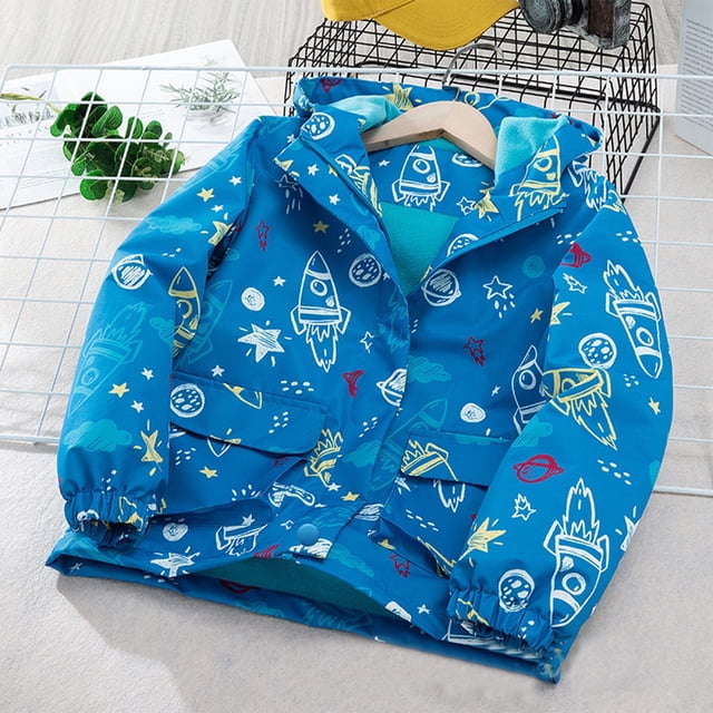 LOVZFMLL Vestes pour Filles Mode Manteau Décontracté pour Enfants Imperméable Imprimé à Capuche Veste Rigide 2-3 Ans