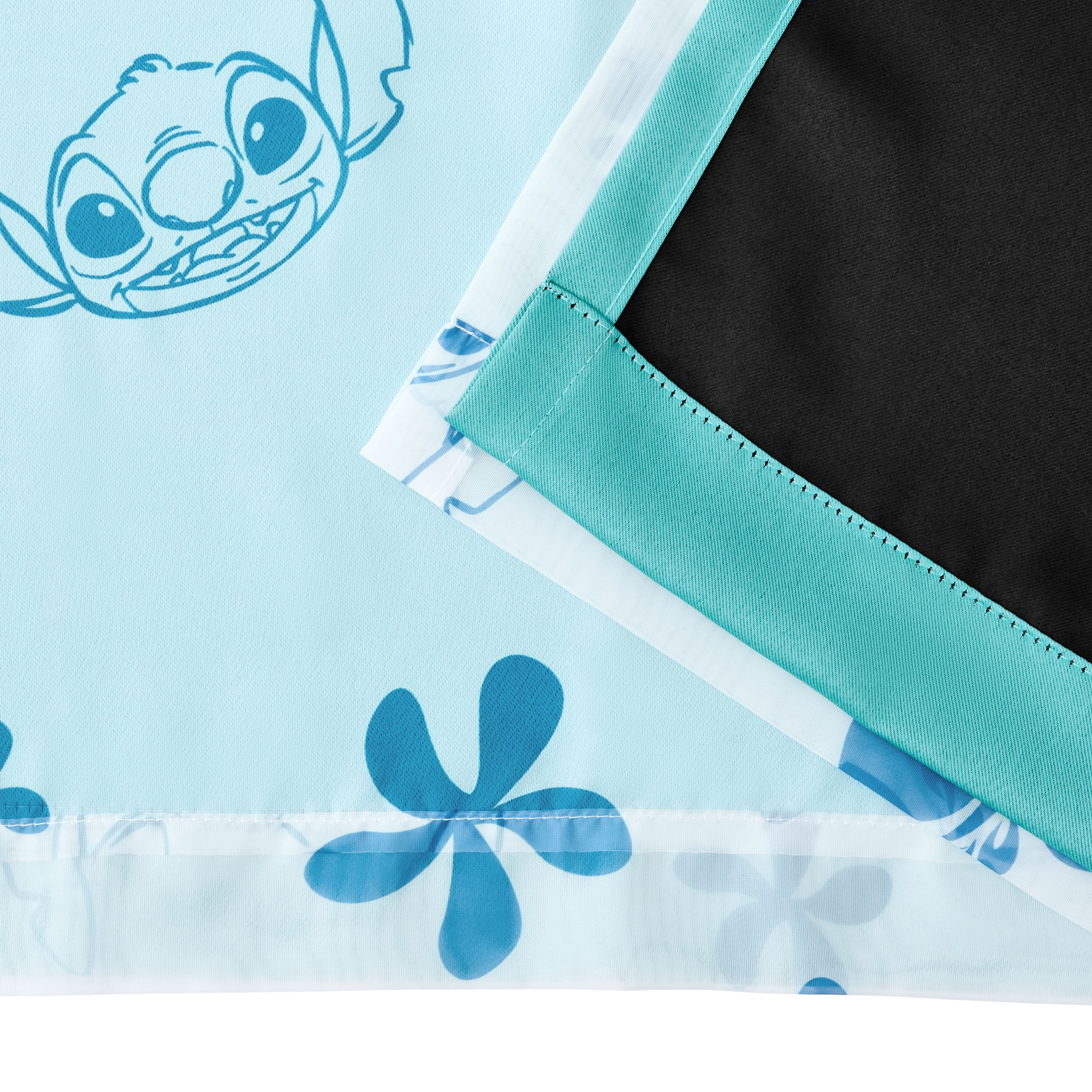 Stitch Tropical Kids Sheer and Blackout Drape, 38" x 84", Blue, Disney, Age 3+
