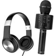 thumbnail image 1 of Gabba Goods Boogie Nights 2 Pc Set – Rhinestone Headphones with Matching Karaoke, Black, 1 of 7