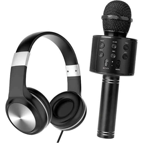 Gabba Goods Boogie Nights 2 Pc Set – Rhinestone Headphones with Matching Karaoke, Black