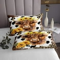 thumbnail image 3 of Highland Cow Quilt Set Sunflower Bedspread Set King,Leopard Print Cowhide Coverlet Set Farm Animals Quilted Western Decor for Home, 3 of 5