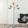 thumbnail image 4 of Simple Designs 67" Medusa 5-Light Adjustable Gooseneck Floor Lamp, Silver with Fun Multicolored Shades, 4 of 12