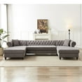 thumbnail image 6 of Modern Chenille U-shaped , 135.5", Pull Point Style, 2 Chaise Longue Seats, Pillows, Wooden Feet For Projection Room 3 Piece With Two Seats & Foam Filler - Living Room, Bedroom, Lounge Grey, 6 of 6