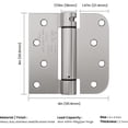 6 Pack 4 Inch Self Closing Door Hinges Brushed Nickel Spring Hinge 5/8 ...