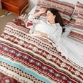 thumbnail image 4 of Manfei Boho bohemian 7pcs Bedding Comforter Set,Retro Aztec Geometric Queen Bedding Sets,Brown Beige Queen Sheet Sets For Men Women,Luxury Bedroom Decor Reversible, 4 of 8