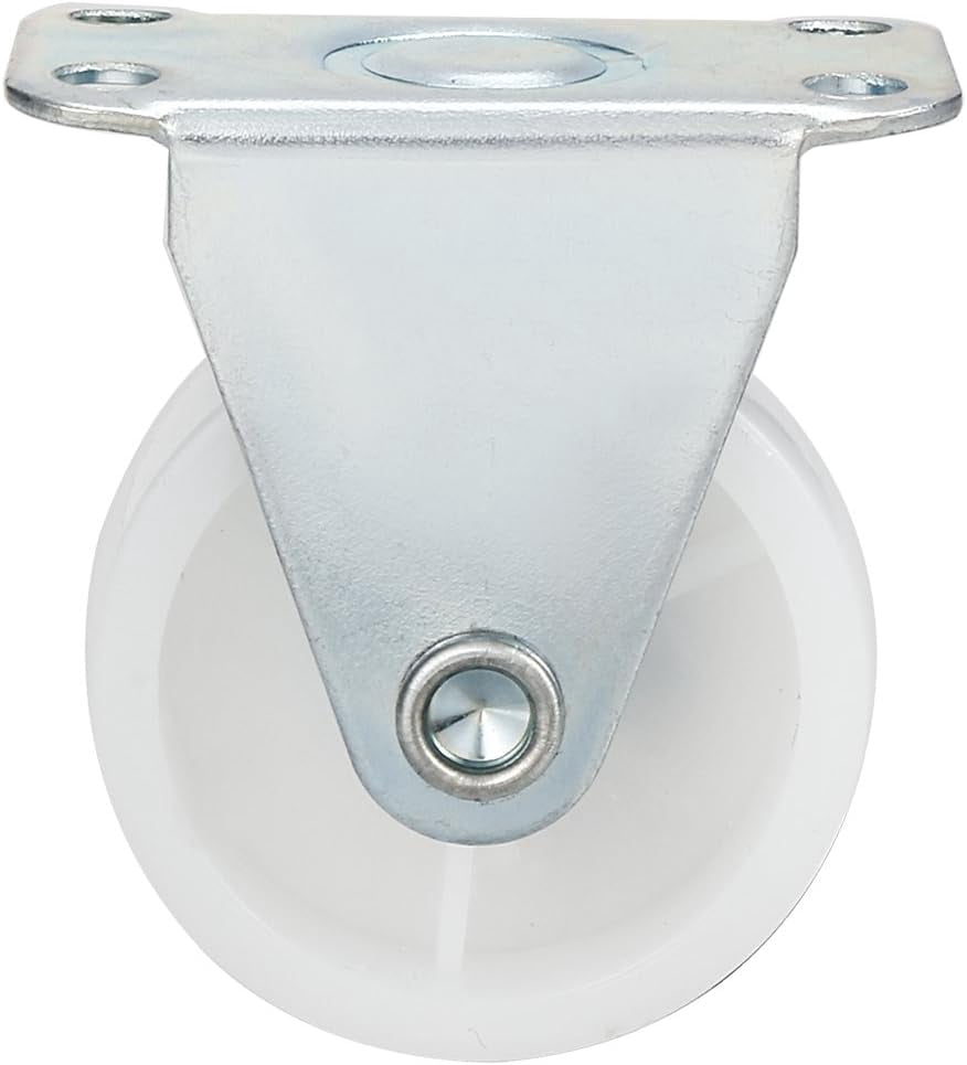 FRKSMD-Caster Wheels 1.5" Polypropylene with Top Plate 44LBS Capacity for Furniture Carts Workbench, White, Pack of 8