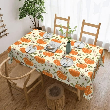 

Thanksgiving Tablecloth Rectangular Fall Pumpkin Table Cloth Washable Table Cover for Party Picnic Dinner Decor 60 X 84