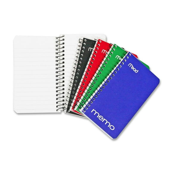 Cuaderno Mead Spiral Memo, paquete de 8 unidades, 60 hojas, 3 x 5 cm, con rayas universitarias