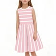 thumbnail image 2 of CYRBOKO Girls Summer Dresses 2025, Striped Casual Sleeveless Midi Dresses Pink Size 7-8 T, 2 of 7
