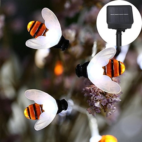 Jingle Light Warm White Bumble Bee String Lights 20 Led Outdoor Solar