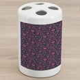 thumbnail image 1 of I Love You Ceramic Toothbrush Holder, Romance Pattern with Heart Forms and Love Words Valentines Couples Theme, Decorative Versatile Countertop for Bathroom, 4.5" X 2.7", Magenta Dark Grey, 1 of 4