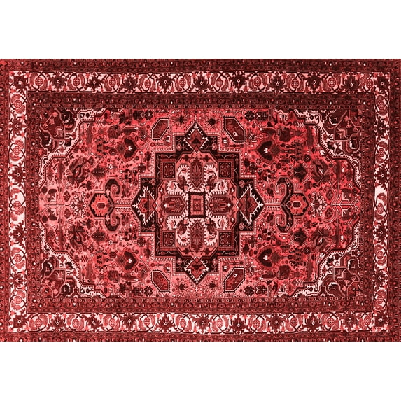 Ahgly Company Indoor Rectangle Medallion Red Traditional Area Rugs, 7' x 10'