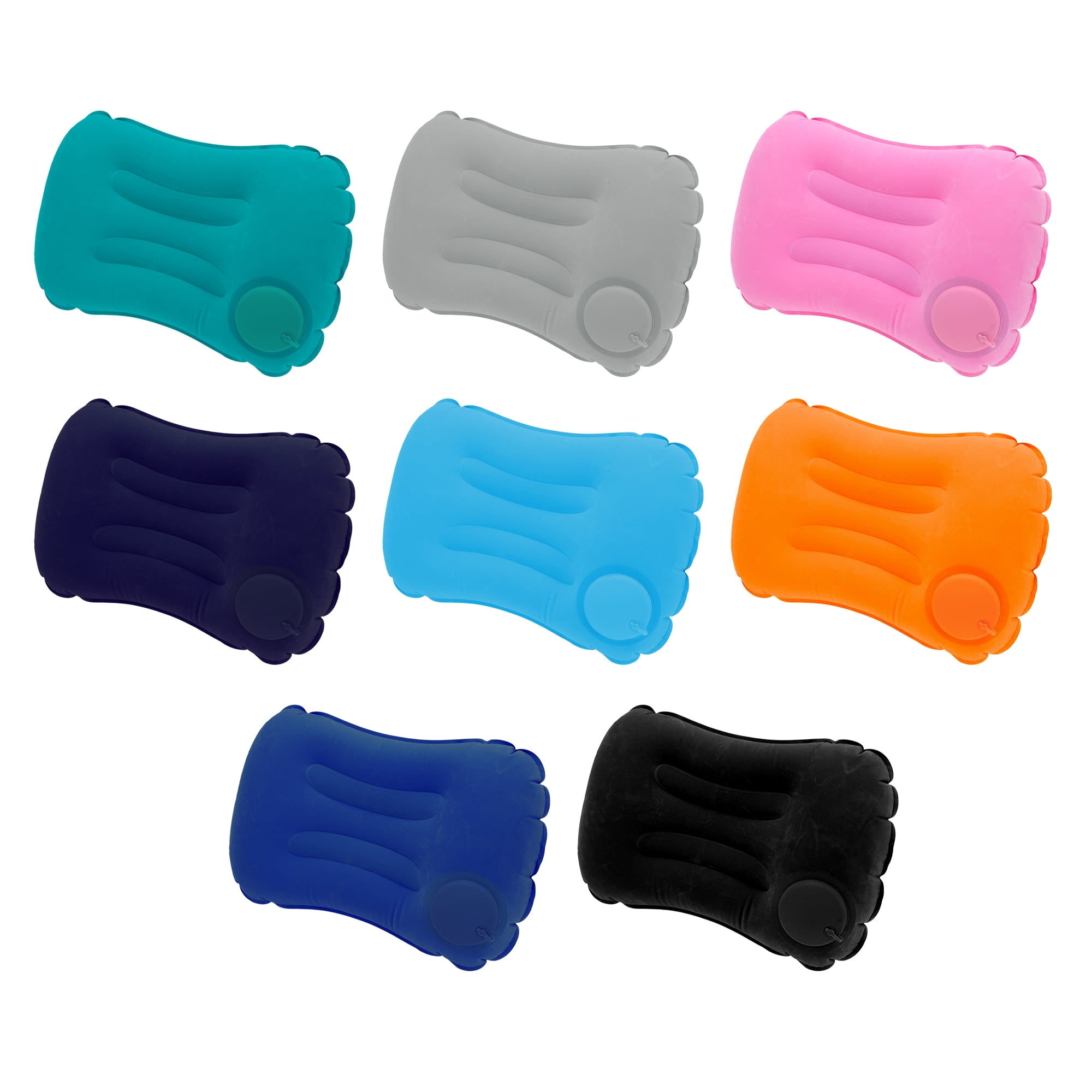 Unique Bargains Travel Pillow Press to Inflate Neck Pillow Peacock Green 19.29"x12.6"