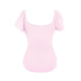 thumbnail image 5 of Endives Women's Short Sleeve Tshirt Tie Up Front Blouse Tuck Waist Shirts Tunic Tops Summer Trendy Pink, 5 of 6