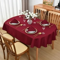 Namzi 155x260cm Oval Tablecloth Large Party Wedding Table Cover, Premium Polyester Decorative Tabletop Cover for Events Dining,Dark Red