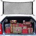 thumbnail image 1 of 90 x 40 cm Red de carga Red de almacenamiento universal para automóvil de plástico de nailon Bolsa de almacenamiento para el maletero del automóvil Compras Juguetes Equipaje Negro, 1 of 5