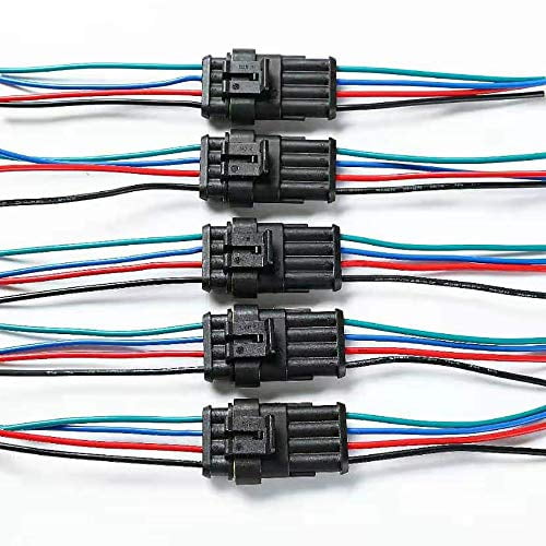 Motorcycle Boat and Other Wire Connection Male and Female Way 18 AWG Wire Harness Plug Socket Kit for Truck ZUOZE 10 Kits 1 Pin Car Connector Waterproof Electrical Connector