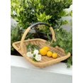 thumbnail image 2 of Vegetable and Flower Wicker Basket with Leather Wrapped Arch Handle, Natural Color, 2 of 21