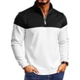 thumbnail image 3 of Men's Casual Pullover Sweatshirt Polyester Solid Patchwork Zipper Standing Collar Long Sleeve Comfort Stretch Fashion | Zenithor,Black L, 3 of 9