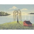 thumbnail image 2 of Sliney, John 18x15 White Modern Wood Framed Museum Art Print Titled - Salt Box by the Lake II, 2 of 4