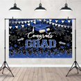 Congrats Graduation Backdrop Blue Silver Glitter Class Of 2024