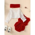 thumbnail image 5 of 3Pcs Newborn Baby Girl Christmas Outfits Clothes Velvet Sleeveless Romper + Long Sleeve Cardigan + Headband, 5 of 9