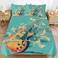 thumbnail image 6 of 3 Pcs Soft Bedding Set, Includes 1 Duvet Cover with Zipper And 2 Pillow,Shams Vintage Guitar With Wings Queen(90"×90"), 6 of 8
