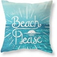 thumbnail image 3 of Set of 4 Summer Coastal Beach Throw Pillow Covers 18x18 Teal Green Turquoise Pillow Covers Couch Decorative Outdoor Square Linen Pillow Cushion Cases for Living Room Sofa Bed, 3 of 6
