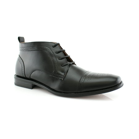Perforated Leather Lace Up Shoes Ferro Aldo Harvey MFA806005APL Black Color Men's Lace Up Perforated Dress Ankle Shoes With Leather Lining ()