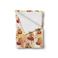 thumbnail image 2 of Rowan Soft Flannel Fleece Throw Blanket, Romantic Fall Season Inspired Tile with Vivid Leafage and Bunch of Berries, Cozy Plush for Indoor and Outdoor Use, 50" x 70", Orange Red Peach, by Ambesonne, 2 of 6