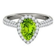 thumbnail image 2 of Mauli Jewels Rings for Women 1.55 Carat Diamond and Pear Shaped Peridot Ring 4-prong 10K White Gold, 2 of 7
