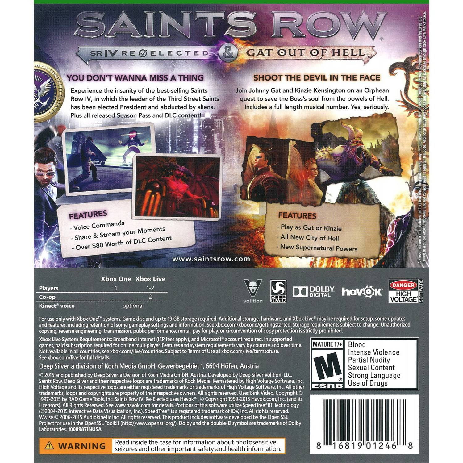 Saints Row Iv Re Elected Gat Out Of Hell Launch Edition Xbox One Walmart Com Walmart Com