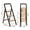 Brown + Aluminum, variant on Foldable 3 Step Ladder for Adults with Wide Anti-Slip Pedal, Aluminium Lightweight Step Stool for Home Kitchen Office, 450 lbs Capacity, Brown