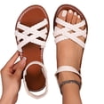 thumbnail image 2 of Norvail Womens Flat Sandals Summer Casual Strappy Sandals, Open Toe Slip On Beach Shoes for Easy Wear, Comfortable Women's Walking Shoes with Cushioned Footbed, 2 of 6