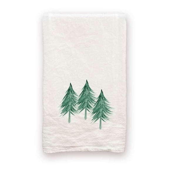 Three Trees - 100% Cotton Decorative Tea Towel Flour Sack Christmas Gift