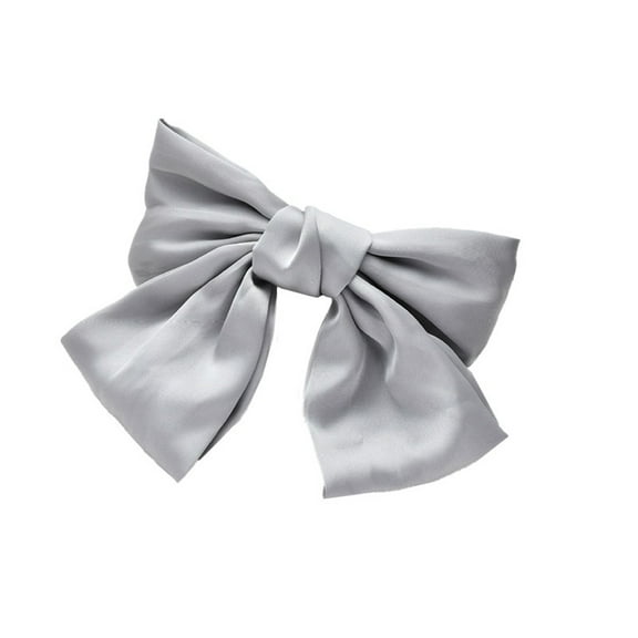 BGZLEU Bow Hair Clips Gray Spring Hair Clip 1 Pack Barrettes Large Big Oversized Knot Bowknot Satin French Barrettes Snap Hair Clips Ponytail Holders Accessories for Women Girls Teens