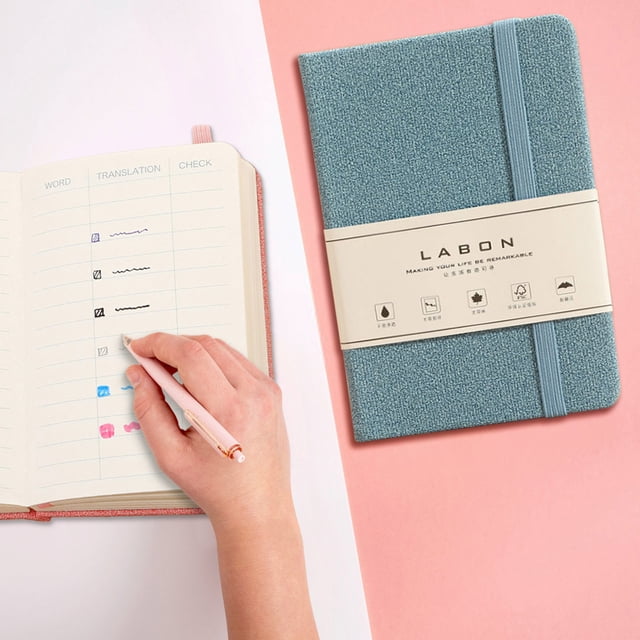 COM1950s A6 Hardcover Lined Notebook Journal, Pocket Size with Elastic Closure and Inner Pocket, Includes Ribbon Bookmark and Pen Holder, Ideal for Writing, Notes, School, and Travel