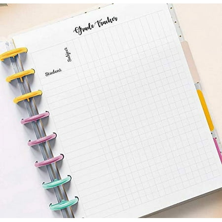 Grade Tracker, Teacher Planner Assignment Log for 9 Disc Happy Planners