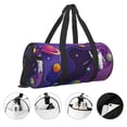 thumbnail image 5 of Xecao Astronaut print Round Travel Duffel Bag is a foldable gym bag with an inner pocket, perfect for travel sports, 5 of 8