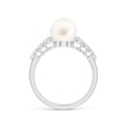 thumbnail image 2 of ANGARA Freshwater Cultured Pearl Ring with Graduated Diamonds in 14K White Gold for Women | June Birthstone, Birthday, Anniversary, Jewelry Gift for Women | Pearl Ring, 2 of 12