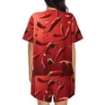 thumbnail image 6 of Haiem Floating Red Chili Peppers Pattern Pajama Set for Women 2 Piece Lounge Set Short Sleeve Tops and Shorts Soft Sleepwear-Large, 6 of 7